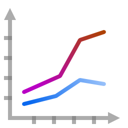 Office chart line stacked icon 256x256
