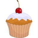Food cupcake iced with cherry icon