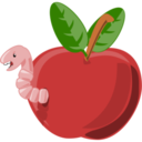 Food worm in apple icon