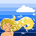 People girl blowing dandelion seeds icon