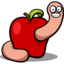 Food apple worm icon 64x64