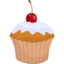 Food cupcake iced with cherry icon 64x64