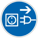 Pictogram din unplug before opening icon