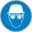 Pictogram din protection obligatoire de la tete et de la vue icon