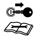 Pictograms aem remove key and read service manual before servicing icon