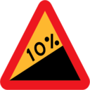 Pictograms road signs upward gradient roadsign icon