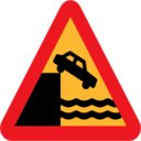 Pictograms road signs dont drive over cliff into the ocean icon
