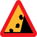 Pictograms road signs falling rocks from rhs roadsign icon