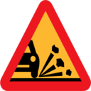 Pictograms road signs loose stones on the road roadsign icon