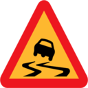 Pictograms road signs slippery roadsign icon