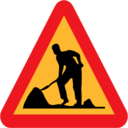 Pictograms road signs workman ahead roadsign icon