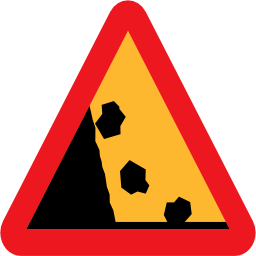 Pictograms road signs falling rocks from the lhs roadsign icon 256x256