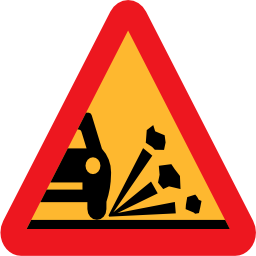 Pictograms road signs loose stones on the road roadsign icon 256x256