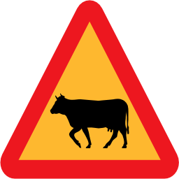 Pictograms road signs warning cows roadsign icon 256x256