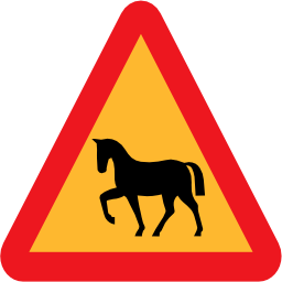Pictograms road signs warning horses roadsign icon 256x256